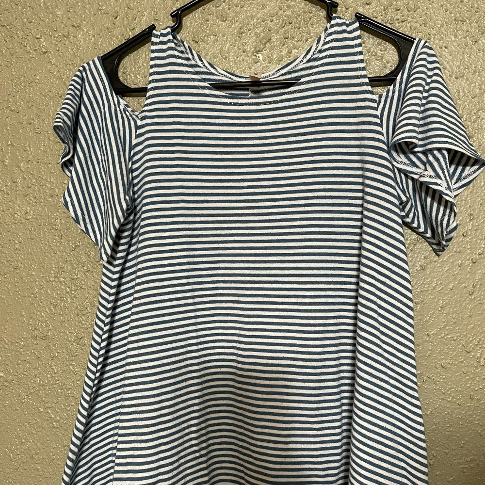 blue and white striped shirt
